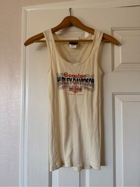 Harley-Davidson Black & Cream Logo Ribbed Tank- from Sturgis